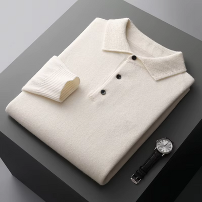 Wool Long-Sleeve Polo Shirt