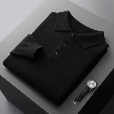 Wool Long-Sleeve Polo Shirt