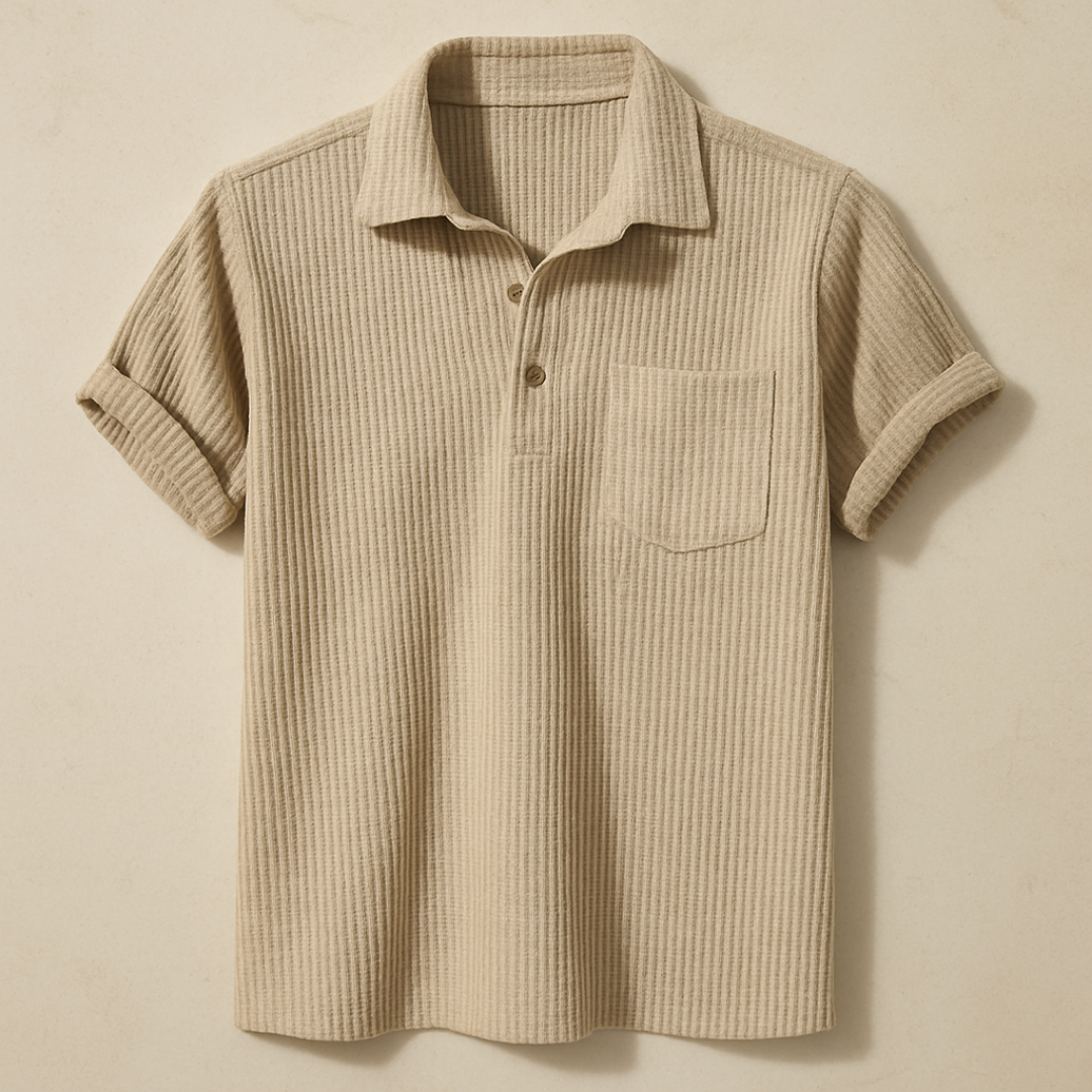 Textured Knit Summer Polo Shirt