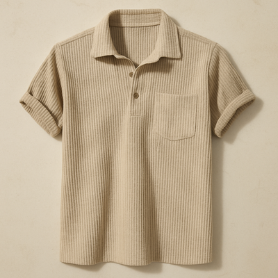Textured Knit Summer Polo Shirt
