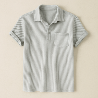 Textured Knit Summer Polo Shirt