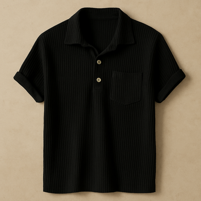 Textured Knit Summer Polo Shirt