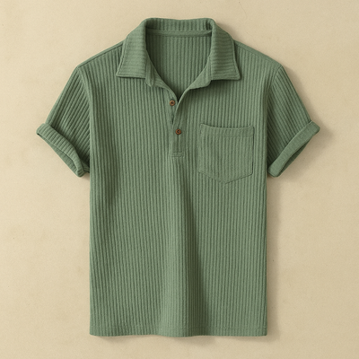 Textured Knit Summer Polo Shirt