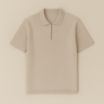 Textured Knit Half-Zip Polo