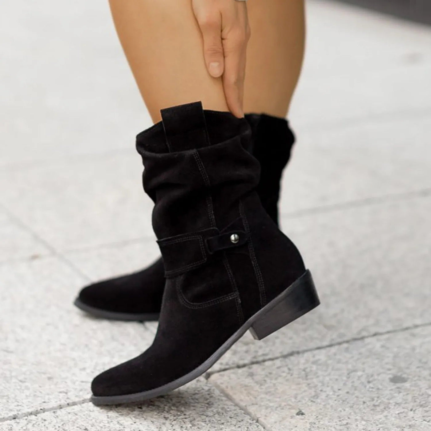 Suede Slouchy Ankle Boots for Women