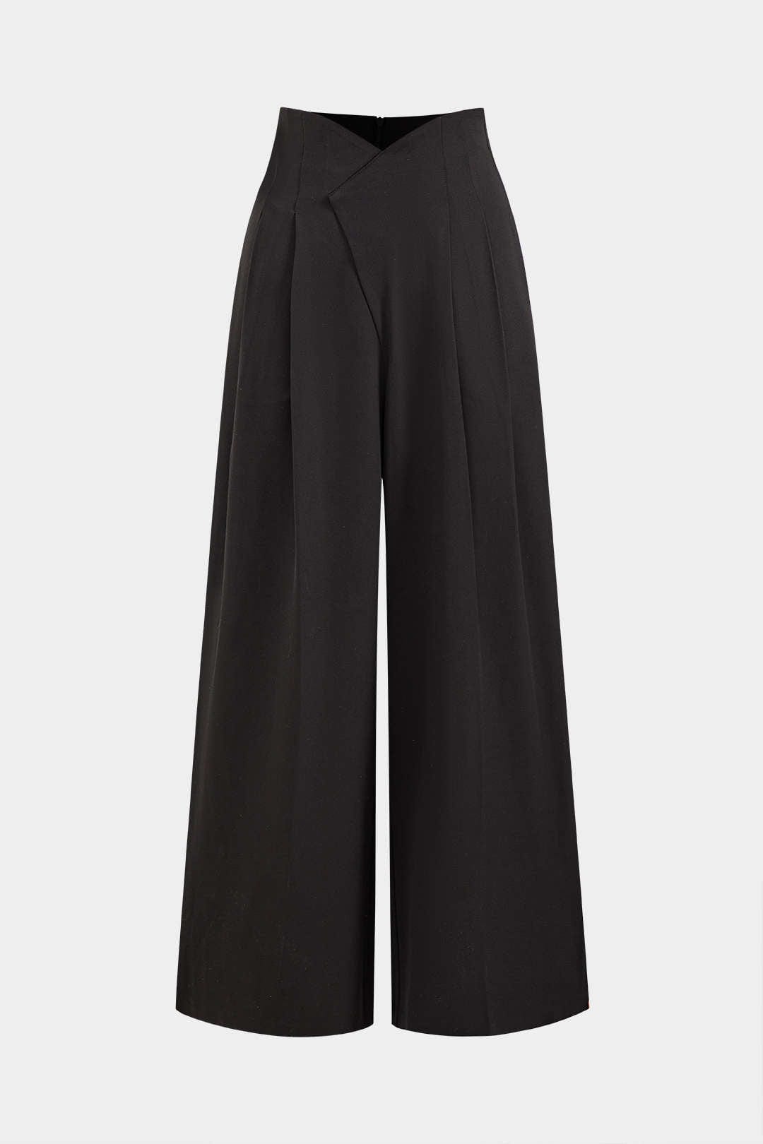 Pantalon large plissé asymétrique