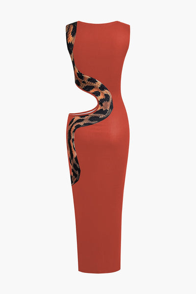 Robe découpée à imprimé serpent