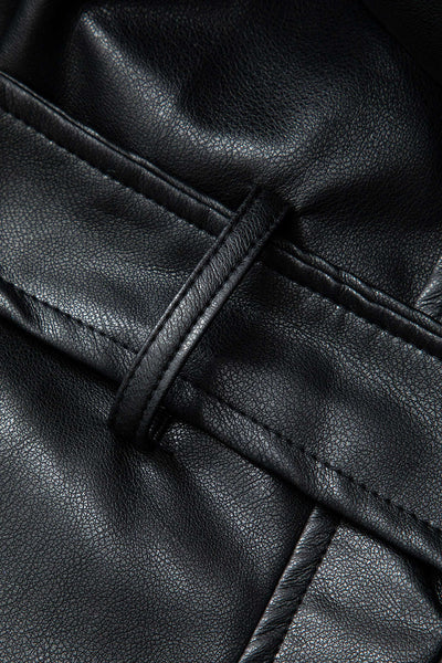 Manteau en Similicuir Ceinturé, Élégant et Oversize pour le Travail
