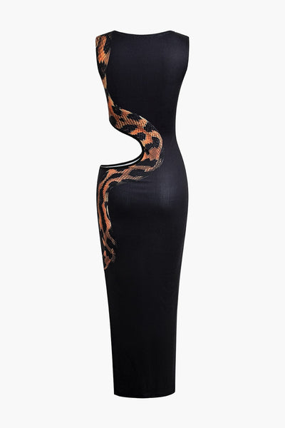 Robe découpée à imprimé serpent