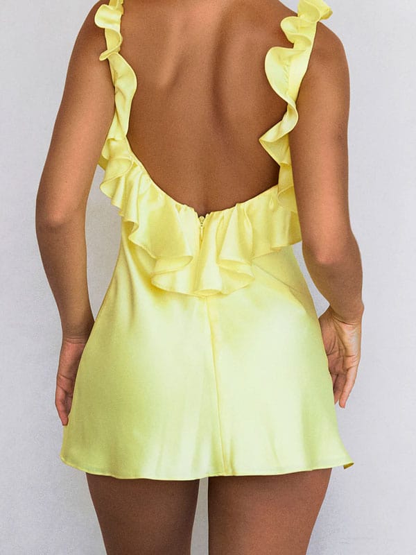 Robe à volants jaune