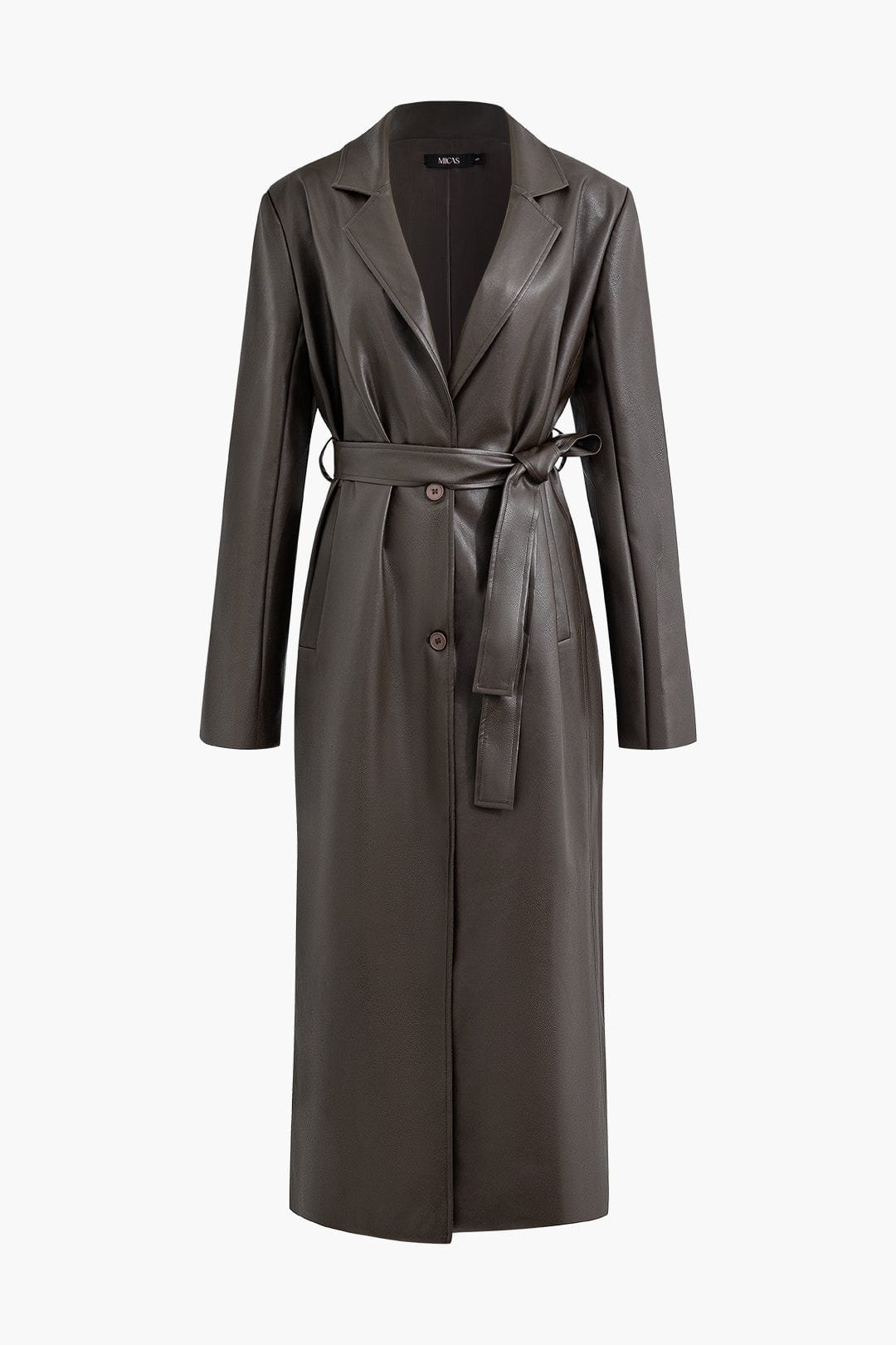 Manteau en Similicuir Ceinturé, Élégant et Oversize pour le Travail