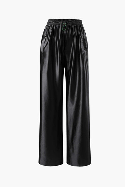 Pantalon large à cordon de satin