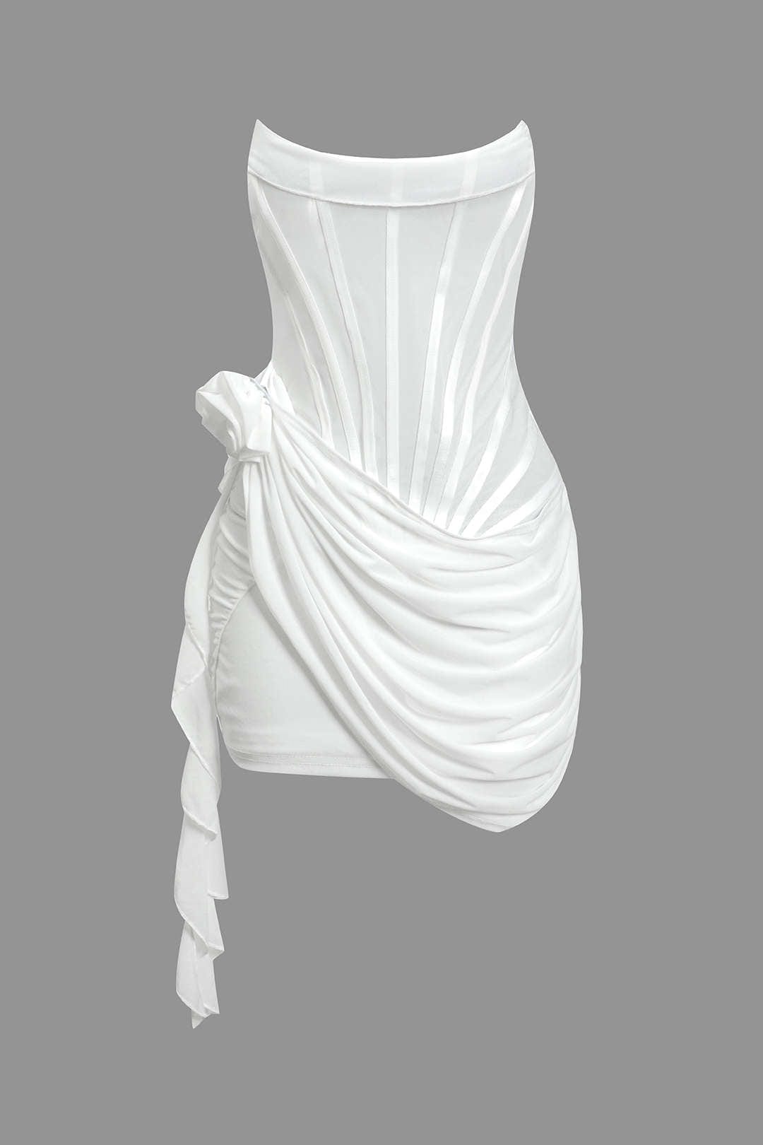 Mini robe corset à volants à fleurs 3D