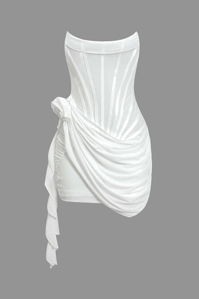 Mini robe corset à volants à fleurs 3D