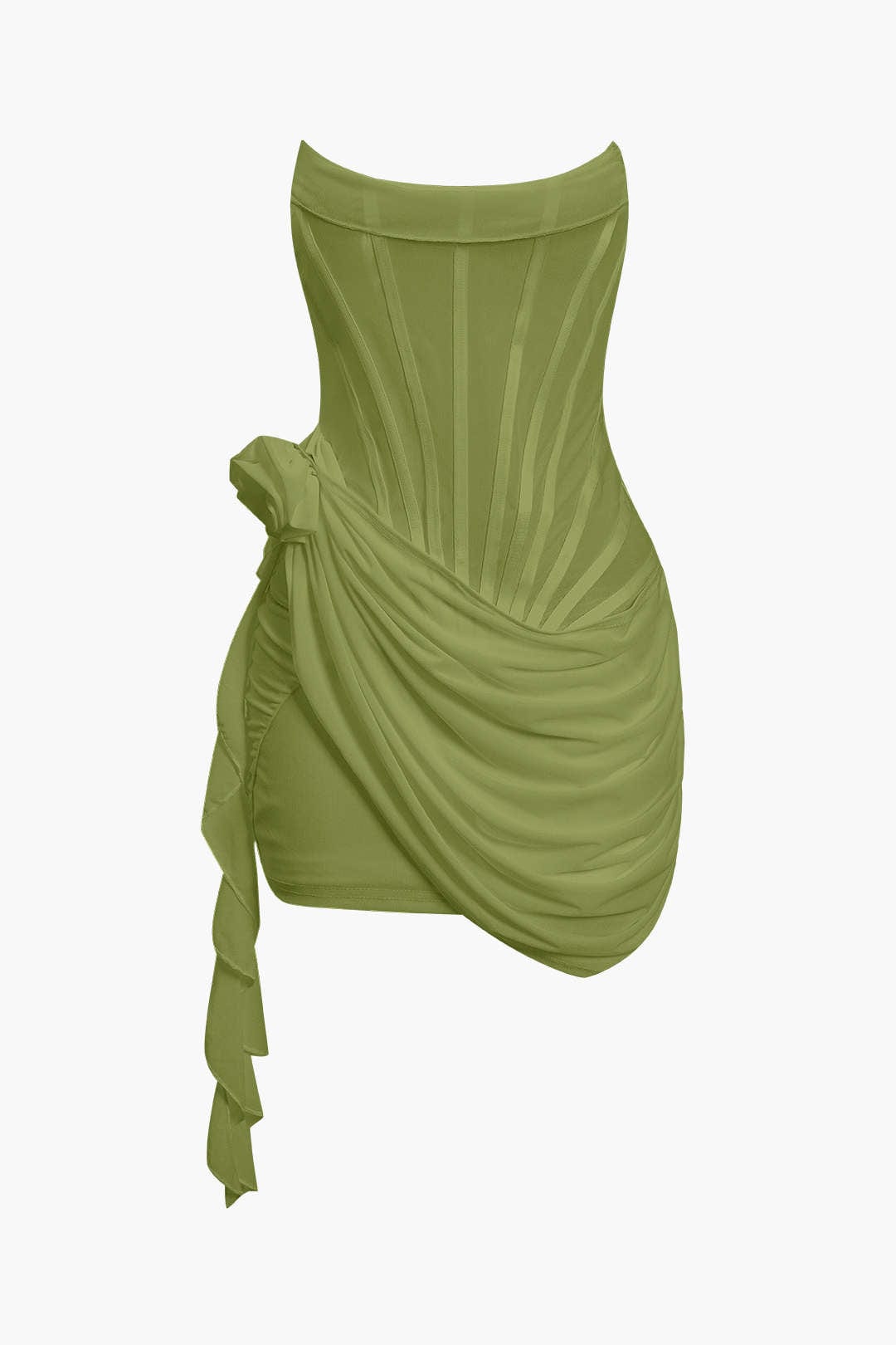 Mini robe corset à volants à fleurs 3D