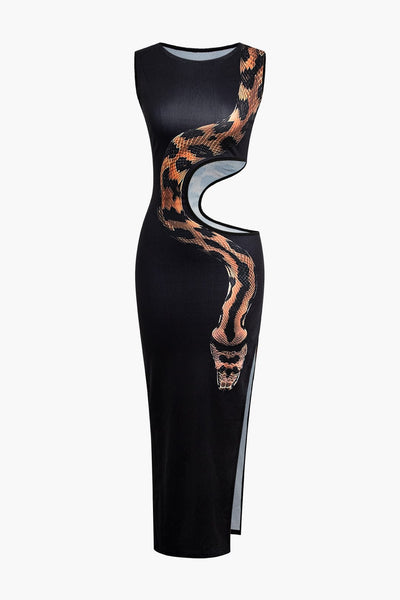 Robe découpée à imprimé serpent
