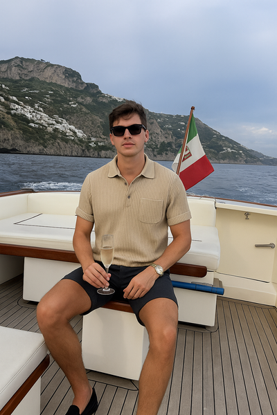 Textured Knit Summer Polo Shirt