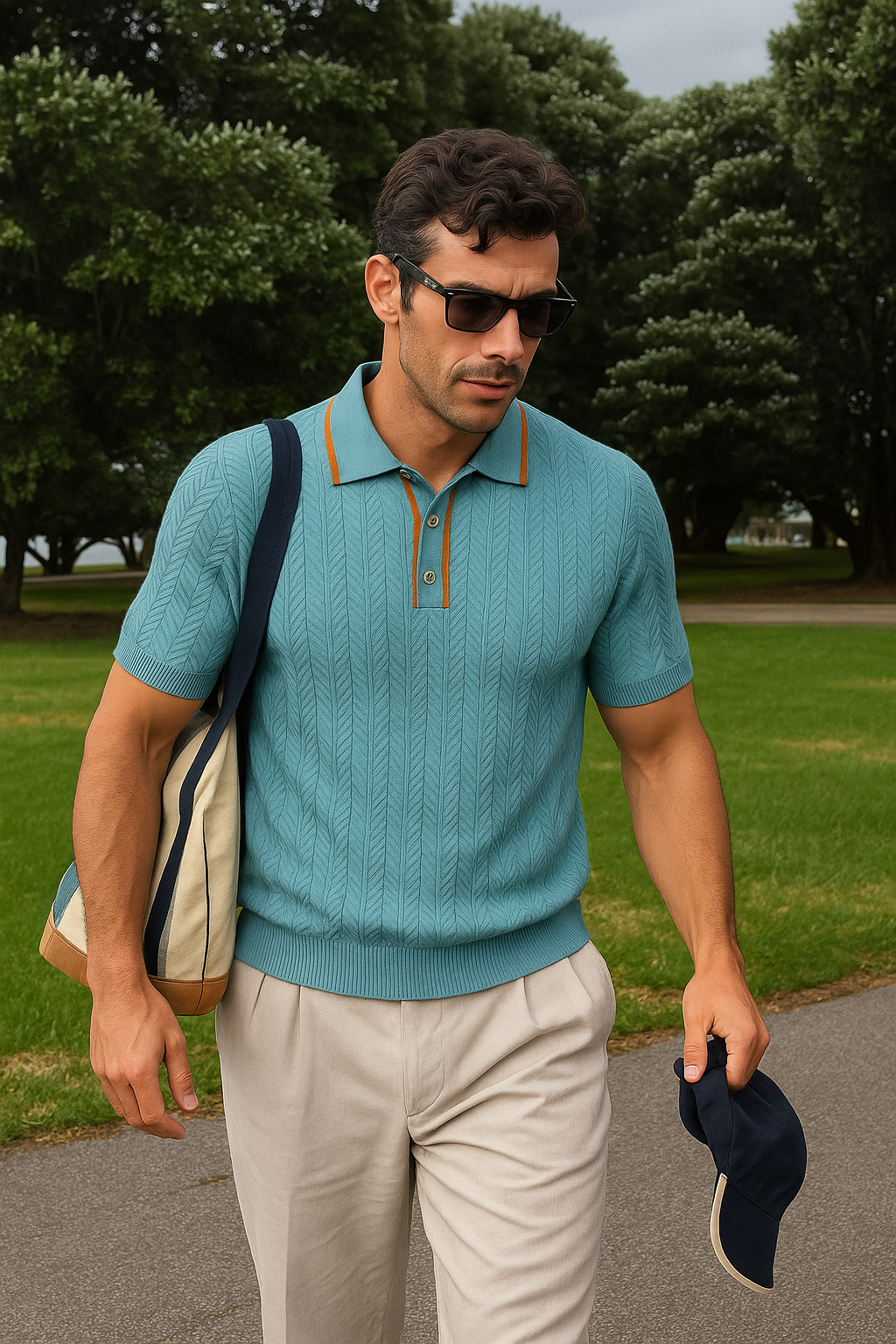 Vintage-Inspired Knitted Polo Shirt